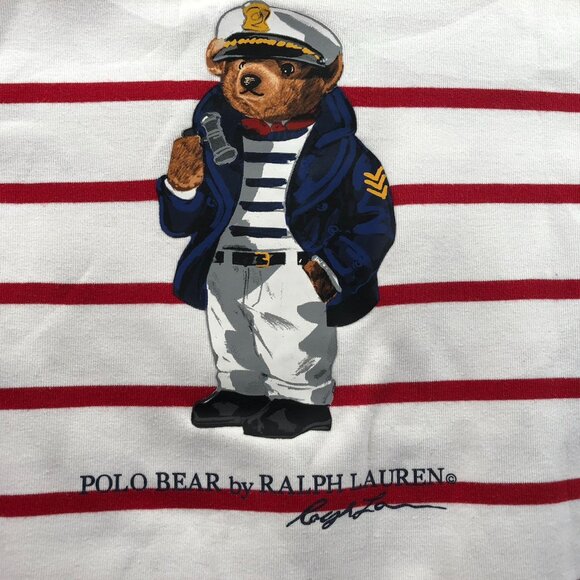 Polo Ralph Lauren Mens Sailor Bear Sweatshirt Small Striped Long-Sleeve Crewneck - Picture 4 of 13